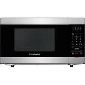 DESCRIPTION: (1) COUNTERTOP MICROWAVE OVEN BRAND/MODEL: FRIGIDAIRE INFORMATION: STAINLESS AND BLACK RETAIL$: $150.00 SIZE: 1.1 CU FT QTY: 1