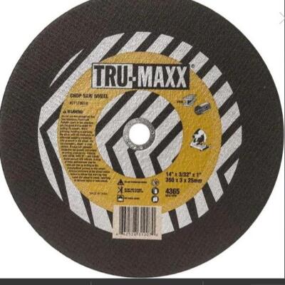 DESCRIPTION: (10) CUT OFF WHEEL BRAND/MODEL: TRU-MAXX #71179014 INFORMATION: BLACK RETAIL$: $11.30 EA SIZE: 14*3/32 1 " HOLE 36 GRIT QTY: 10