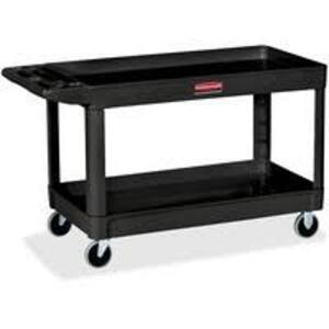 DESCRIPTION: (1) PLASTIC TOP UTILITY CART BRAND/MODEL: RUBBERMAID #9T66-00 INFORMATION: BLACK RETAIL$: $212.95 SIZE: 39X18X5 QTY: 1