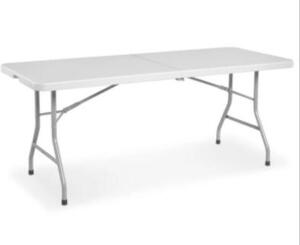 DESCRIPTION: (1) CENTER FOLDING TABLE BRAND/MODEL: COSCO #14678BKH1 INFORMATION: WHITE RETAIL$: $100 SIZE: 72" X 30" X 30" QTY: 1