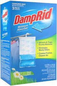 DESCRIPTION: (3) BOXES OF MOISTURE ABSORBER BRAND/MODEL: DAMPRID RETAIL$: $11.00 EA SIZE: 14 OZ BAG QTY: 3