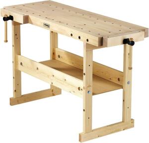 DESCRIPTION: NORDIC PLUS WOODEN WORKBENCH BRAND/MODEL: SJOBERGS 33448 RETAIL$: $740.00 SIZE: 57.87"X24.8"X33.86" QTY: 1