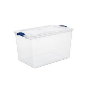 DESCRIPTION: (2) 66 QT. LATCH BOXES IN STADIUM BLUE BRAND/MODEL: STERILITE RETAIL$: $7.98 EACH SIZE: 24"X16"X13-7/8" QTY: 2