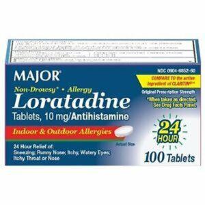 DESCRIPTION: (6) 10CT PACKS OF NON-DROWSY ALLERGY MEDICINE BRAND/MODEL: MAJOR RETAIL$: $3.16 EACH QTY: 6