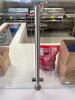 (6) SECTIONS OF 34" X 20" GLASS SNEEZE GUARD PARTITION W/ METAL POSTS. - 6