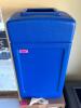 42 GALLON BLUE SQUARE WASTE CONTAINER.