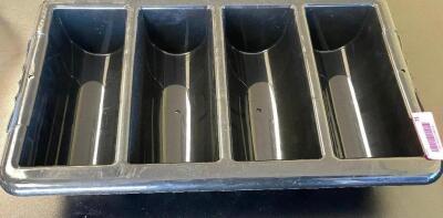 FOUR GROUP PLASTIC SILVERWARE TRAY