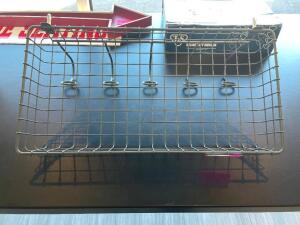 20" WIRE WALL SHELF W/ COAT HANGERS.