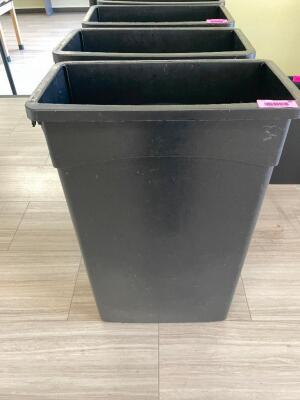 (2) 20 GALLON BLACK BAR SIDE TRASH CANS