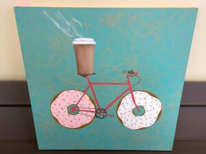 36" X 36" CANVAS PAINTING - DONUTS BIKE