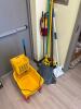 MOP BUCKET W/ ASSORTED CLEANING SUPPLIES. - 2