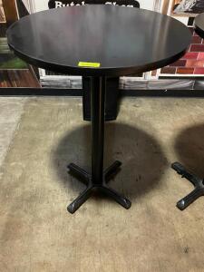 (3) 30" BLACK COMPOSITE TOP PUB TABLES W/ SELF LEVELING BASES.