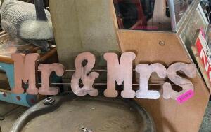 32" X 8" MR AND MRS SIGN, METAL