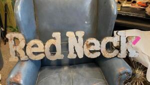 35" X 8" RED NECK SIGN, METAL