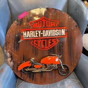 HARLEY DAVIDSON SIGN, 24" DIAMETER, METAL